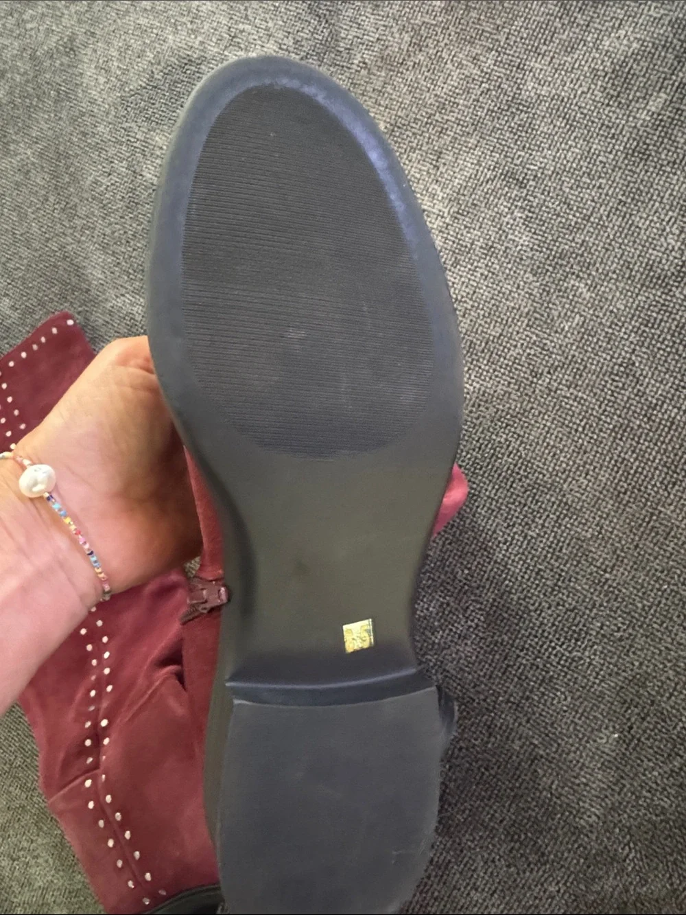 Women's Tall Suede Studded Boot - Burgundy